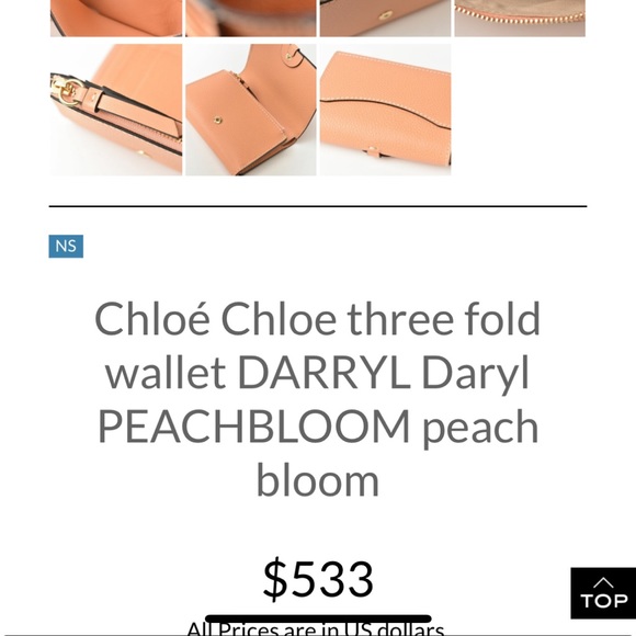 CHLOE Peach Bloom Darryl Wallet / small trifold nwt - Picture 9 of 9